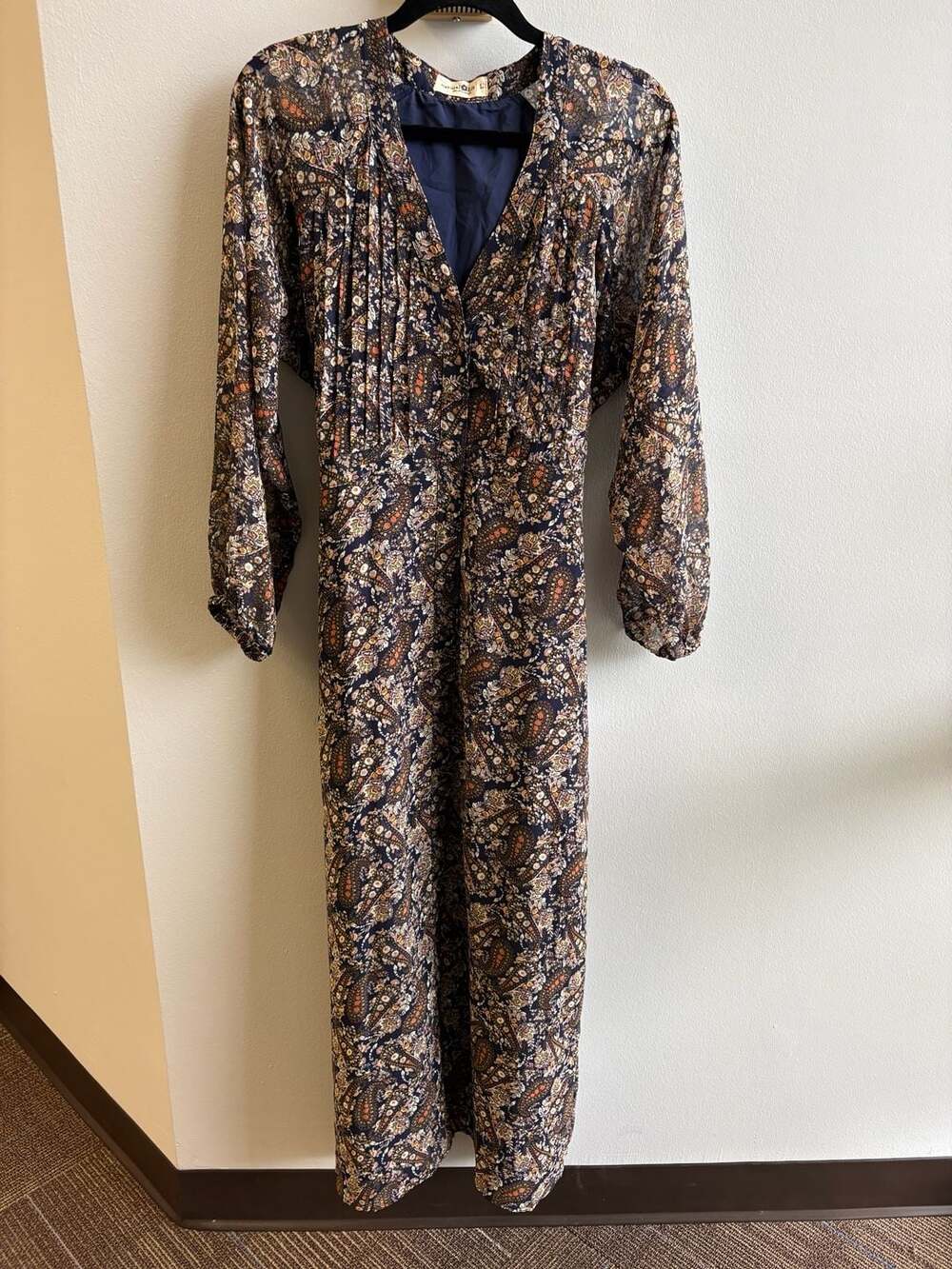 Natural Life Floral Maxi Dress Size L Paisley Long Sleeve